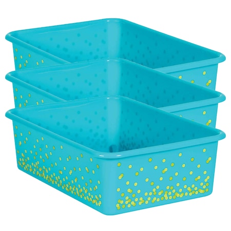 Teacher Created Resources Storage Bin, Plastic, Teal/Gold, 3 PK TCR20900
